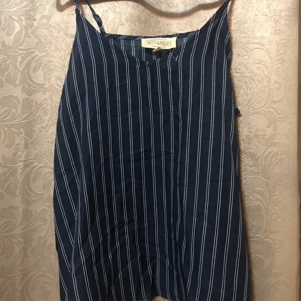 Spaghetti strapped navy blue shirt